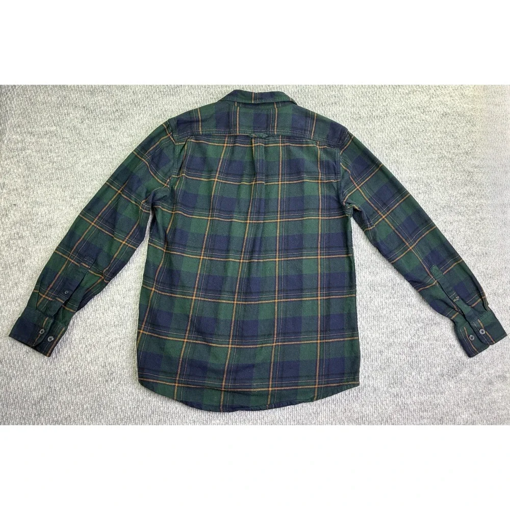 Eddie Bauer Men's M Green Navy Plaid Flannel Shirt Cotton Button Up Outdoor - Picture 7 of 7